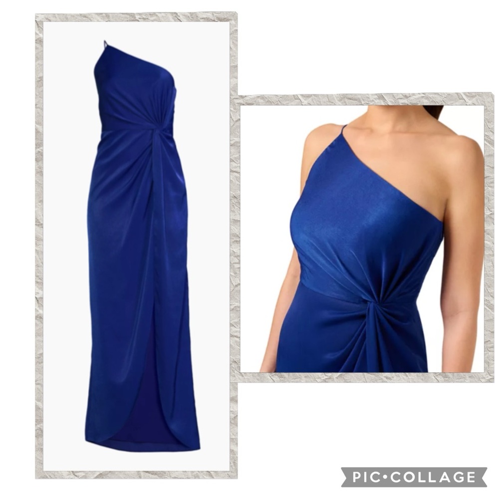 Liv Foster Asymmetrical Charmeuse Side Slit Evening Gown, Royal Blue, Sz 10, NWT - Picture 16 of 16